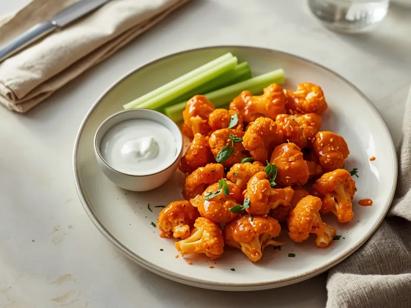 Air fryer buffalo cauliflower bites