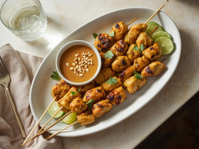 Chicken satay with peanut sauce