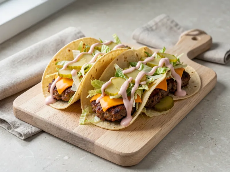 Smash burger tacos