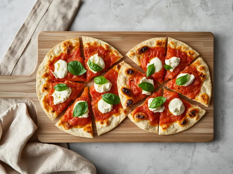 Tortilla margherita pizzas
